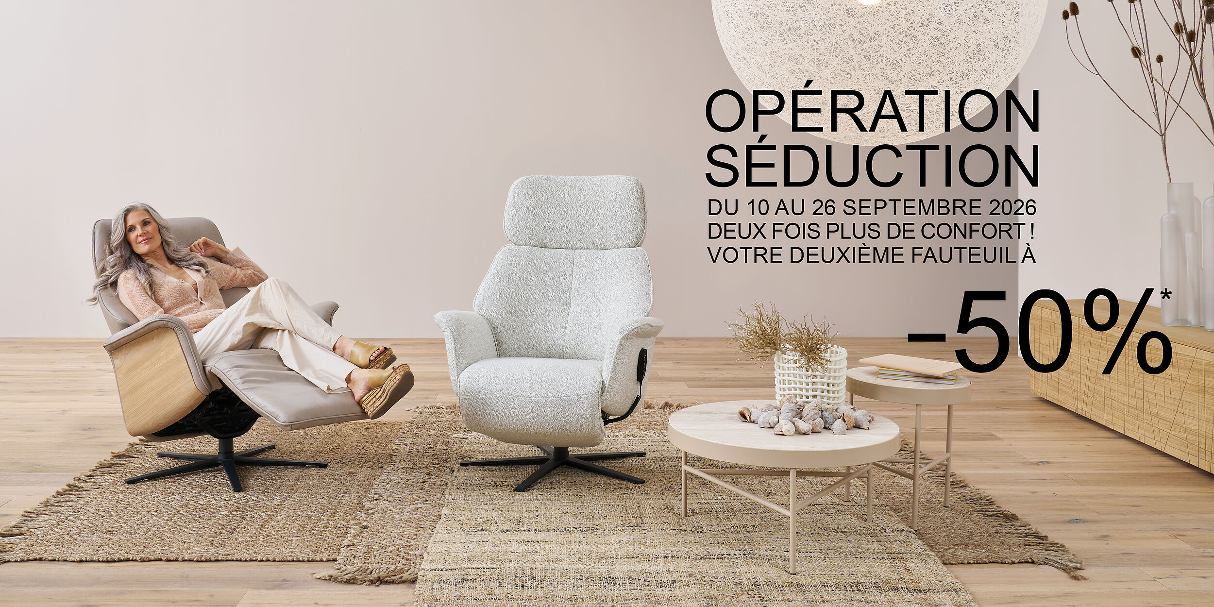 Opération Séduction Himolla du 10 au 26 septembre 2026 : le deuxième fauteuil à moins 50 pour cent, sous conditions
